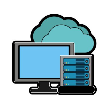 Veri Merkezi barındırma web ve Tema izole tasarım vektör çizim temel