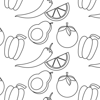 Avokado domates ve biber sebze sağlıklı ve organik gıda Tema izole tasarım vektör çizim