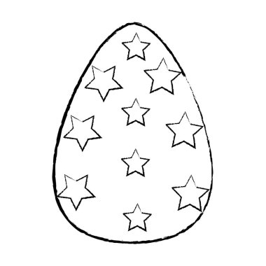 Grunge Yıldız süslemeli kutlama vektör çizim Paskalya yortusu yumurta