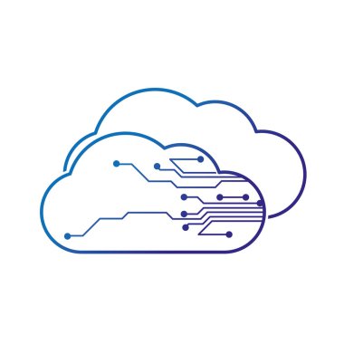 Bulut depolama teknolojisi ve sanal Tema izole tasarım vektör çizim bilgisayar