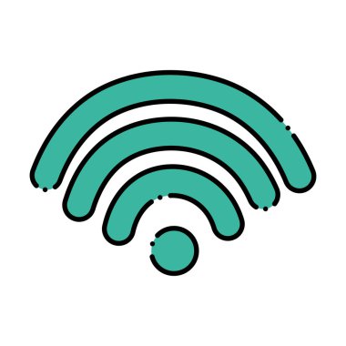 Kesikli çizgi dijital wifi bağlantı simgesi sinyal vektör çizim