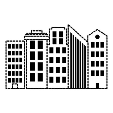 şekil mimari şehir binaları modern inşaat vektör çizim için noktalı