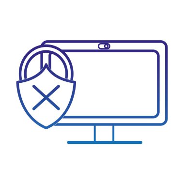 çizgi bilgisayar teknolojisi asma kilit kötü güvenlik vektör çizim ile bozulmuş