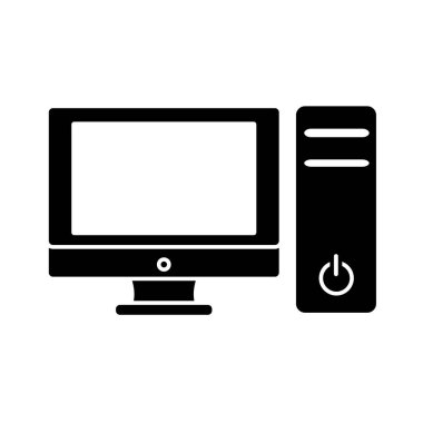 siluet elektronik ekran bilgisayar cpu teknoloji vektör çizim ile