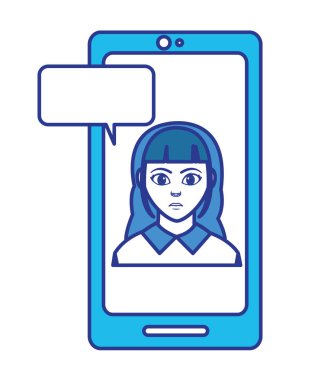 renk kullanıcı kadının içinde sohbet kabarcık vektör çizim ile smartphone