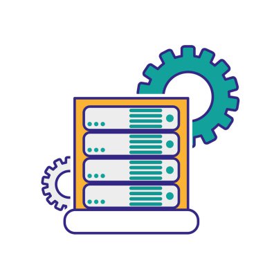Veri Merkezi barındırma web ve Tema izole tasarım vektör çizim temel