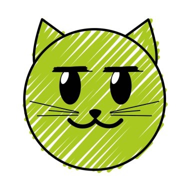 mutlu kedi yüz emoji ifade vektör çizim doodle
