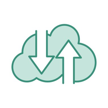 Yükleme ve indirme sunucusu vektör çizim duo renk bulut veri