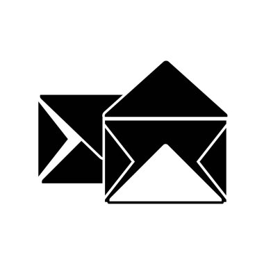 siluet e-posta mektup metin ileti tasarım vektör çizim