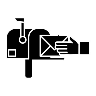 siluet posta kutusu ileti ve adam el yazısı mektup vektör çizim ile