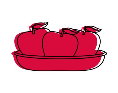 Elma meyve sağlıklı ve organik gıda Tema izole tasarım vektör çizim