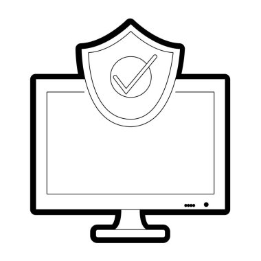 satır ekran bilgisayar teknolojisi güvenlik kalkan vektör çizim ile