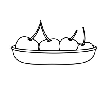 Kiraz meyve sağlıklı ve organik gıda Tema izole tasarım vektör çizim