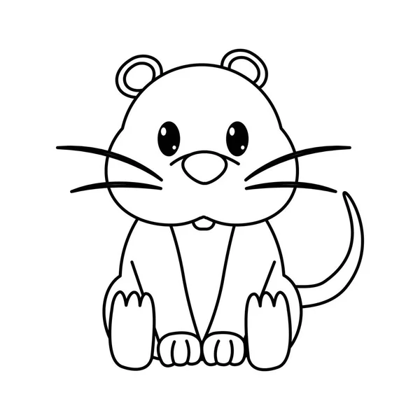 Linha Mouse Bonito Animal Selvagem Personagem Vetor Ilustração —  Vetores de Stock