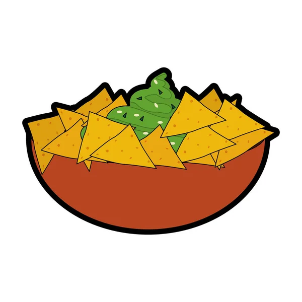 Nachos Cibo Messicano Cucina Tradizionale Tema Design Isolato Illustrazione Vettoriale — Vettoriale Stock