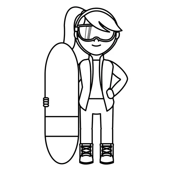 Menina com design de snowboard — Vetor de Stock