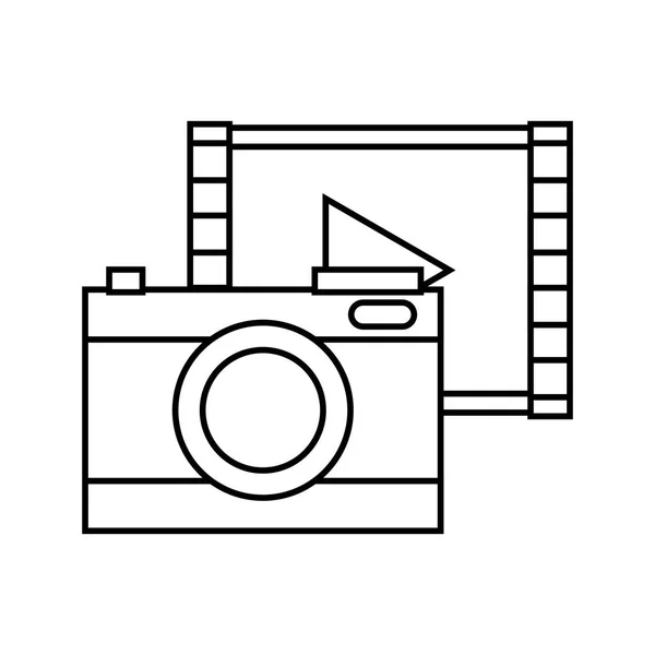 Лінія Технології Цифрової Камери Відтворенням Відео Векторні Ілюстрації — стоковий вектор