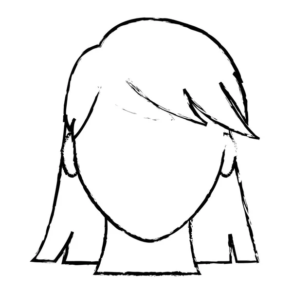 Grunge Avatar Kobieta Bez Twarzy Ilustracji Wektorowych Projekt Fryzurę — Wektor stockowy