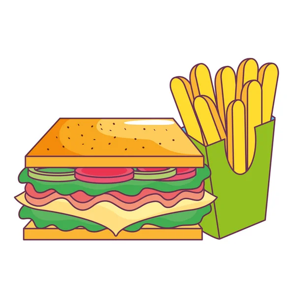 Sandviç ve patates kızartması tasarım — Stok Vektör