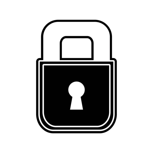 Silhouette Padlock Object Security Protection Symbol Vector Illustration — Stock Vector