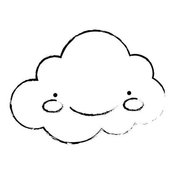 Grunge Kawaii Szczęśliwy Chmury Pogoda Niebo Ilustracji Wektorowych — Wektor stockowy