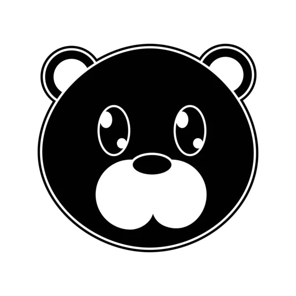 Silhueta Urso Cabeça Bonito Animal Personagem Vetor Ilustração —  Vetores de Stock