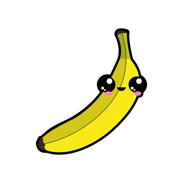Banana Frutta Cibo Sano Biologico Tema Design Isolato Illustrazione Vettoriale — Vettoriale Stock