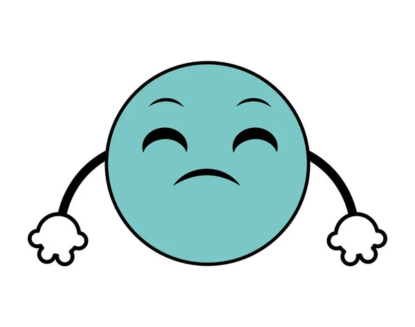 Line Color Disappoint Emoji Face Expression Arms Vector Illustration — Stock Vector