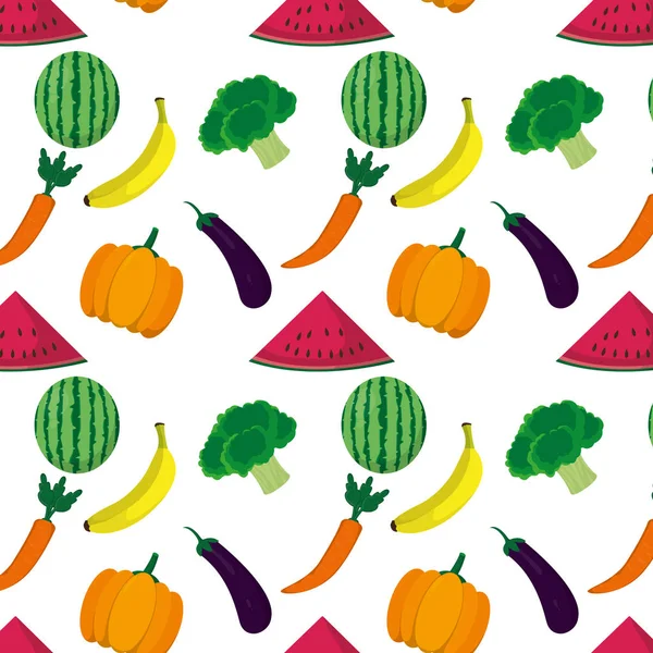 Verduras Frutas Alimentación Sana Ecológica Tema Diseño Aislado Ilustración Vectorial — Archivo Imágenes Vectoriales