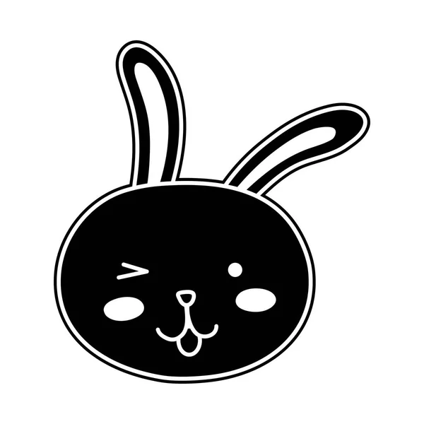 Silhouette Lustige Kaninchenkopf Tier Cartoon Vektor Illustration — Stockvektor