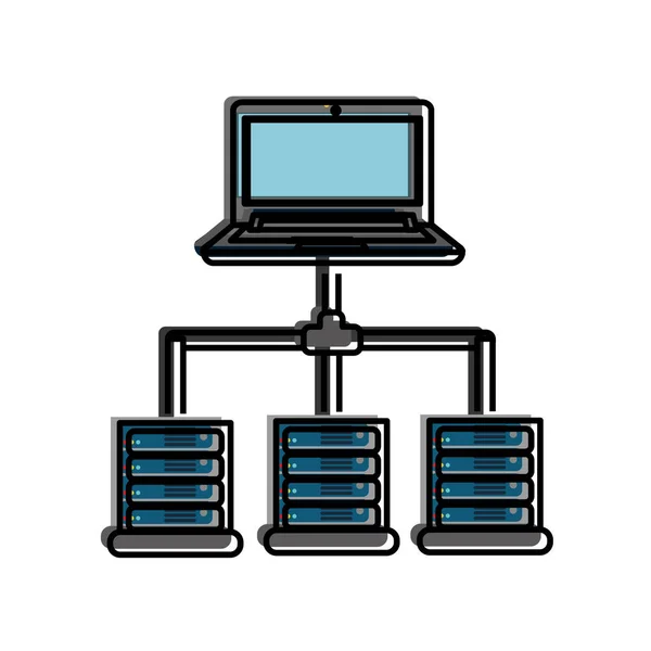 Web Hosting Data Center Tema Base Design Isolato Illustrazione Vettoriale — Vettoriale Stock
