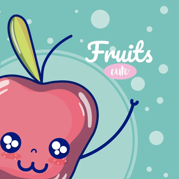 アップルかわいいフルーツ漫画 — ストックベクタ