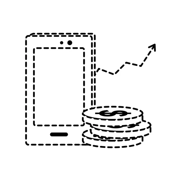 Diseño de Smartphone y monedas — Vector de stock