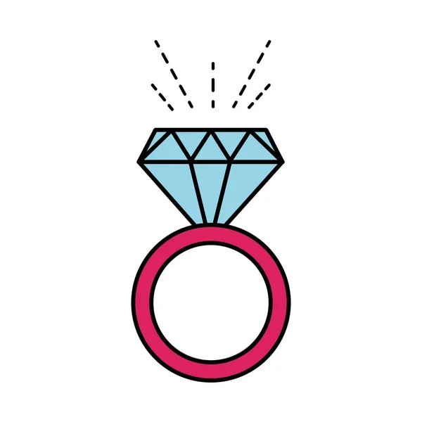 Svatební Luxusní Zásnubní Prsten Diamanty Vektorové Ilustrace — Stockový vektor