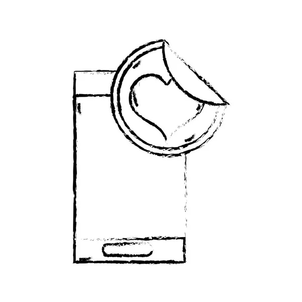 ハート ステッカー ラベル ベクトル図とグランジ スマート フォン技術 — ストックベクタ