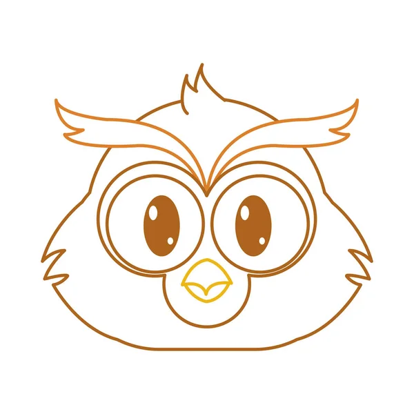 Color Line Owl Head Cute Animal Character Vector Illustration — Stock Vector
