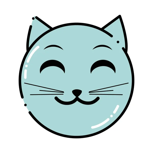 Color Sonrisa Gato Cara Emoji Expresión Vector Ilustración — Vector de stock