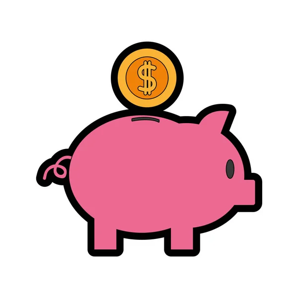 Piggy Dinheiro Financeiro Comércio Tema Design Isolado Ilustração Vetorial —  Vetores de Stock