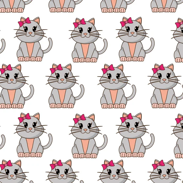 Nőstény Macska Aranyos Állat Szalag Háttér Vektor Illusztráció — Stock Vector