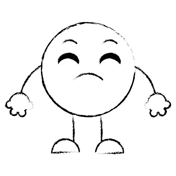 Expresión Emoji Decepcionado Grunge Con Brazos Piernas Vector Ilustración — Vector de stock
