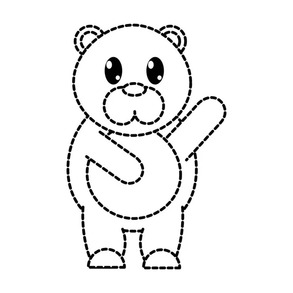 Dotted Shape Adorable Bear Wild Animal Hand Vector Illustration — Stock Vector