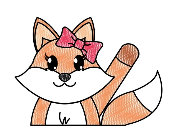 Strouhaný Rozkošný Ženské Fox Zvíře Rukou Nahoru Vektorové Ilustrace — Stockový vektor
