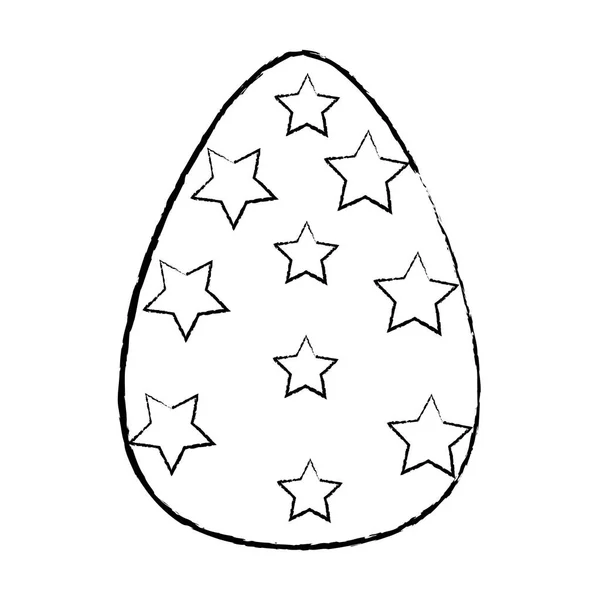 Grunge Uovo Pasqua Con Stelle Decorazione Celebrazione Vettoriale Illustrazione — Vettoriale Stock