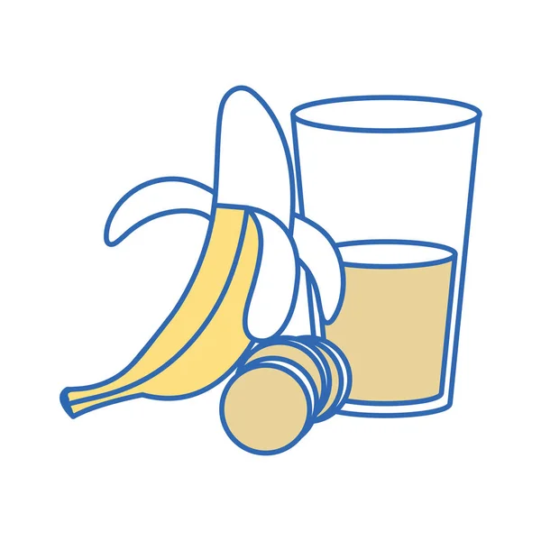 Banane Und Saft Von Obst Gesunde Und Biologische Lebensmittel Thema — Stockvektor