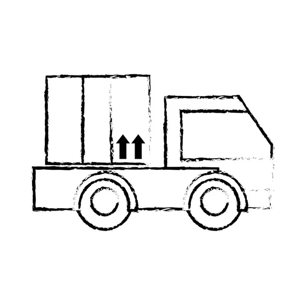 垃圾送货卡车服务与业务包矢量例证 — 图库矢量图片