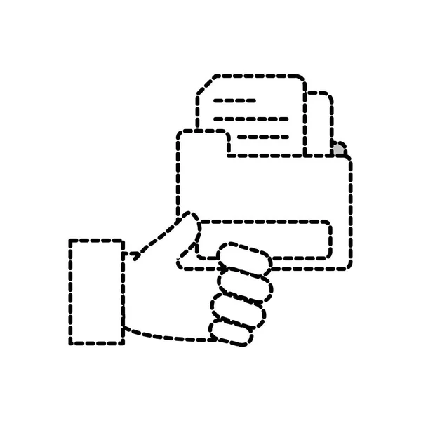 Διάστικτο Σχήμα Ανθρώπου Χέρι Εγγράφων Μέσα Στο Αρχείο Φάκελο Εικονογράφηση — Διανυσματικό Αρχείο