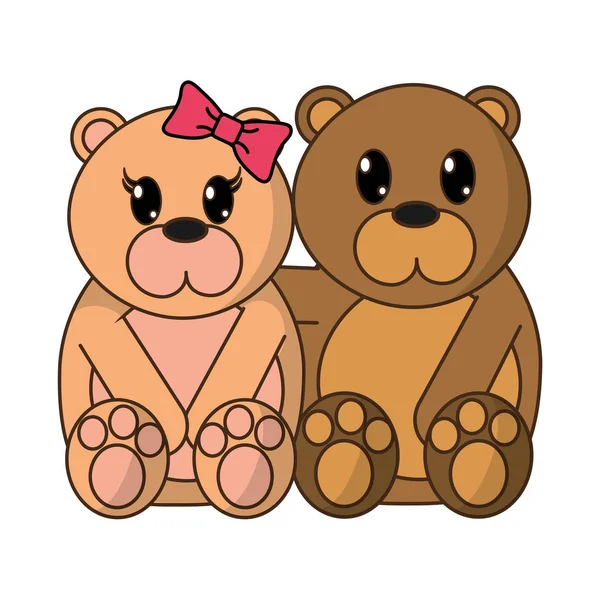 Bärenpaar Niedliches Tier Zusammen Vektor Illustration — Stockvektor