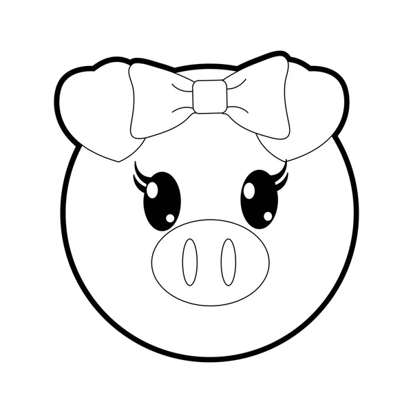Esboço Fêmea Porco Cabeça Bonito Animal Vetor Ilustração —  Vetores de Stock