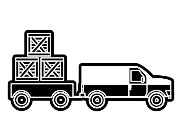 Boîte Camion Livraison Expédition Logistique Thème Conception Isolée Illustration Vectorielle — Image vectorielle