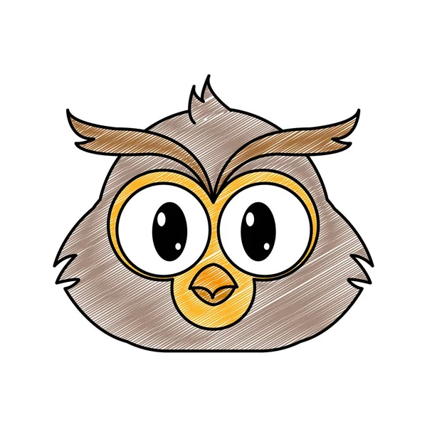 Grated Owl Head Cute Animal Character Vector Illustration — Stock Vector